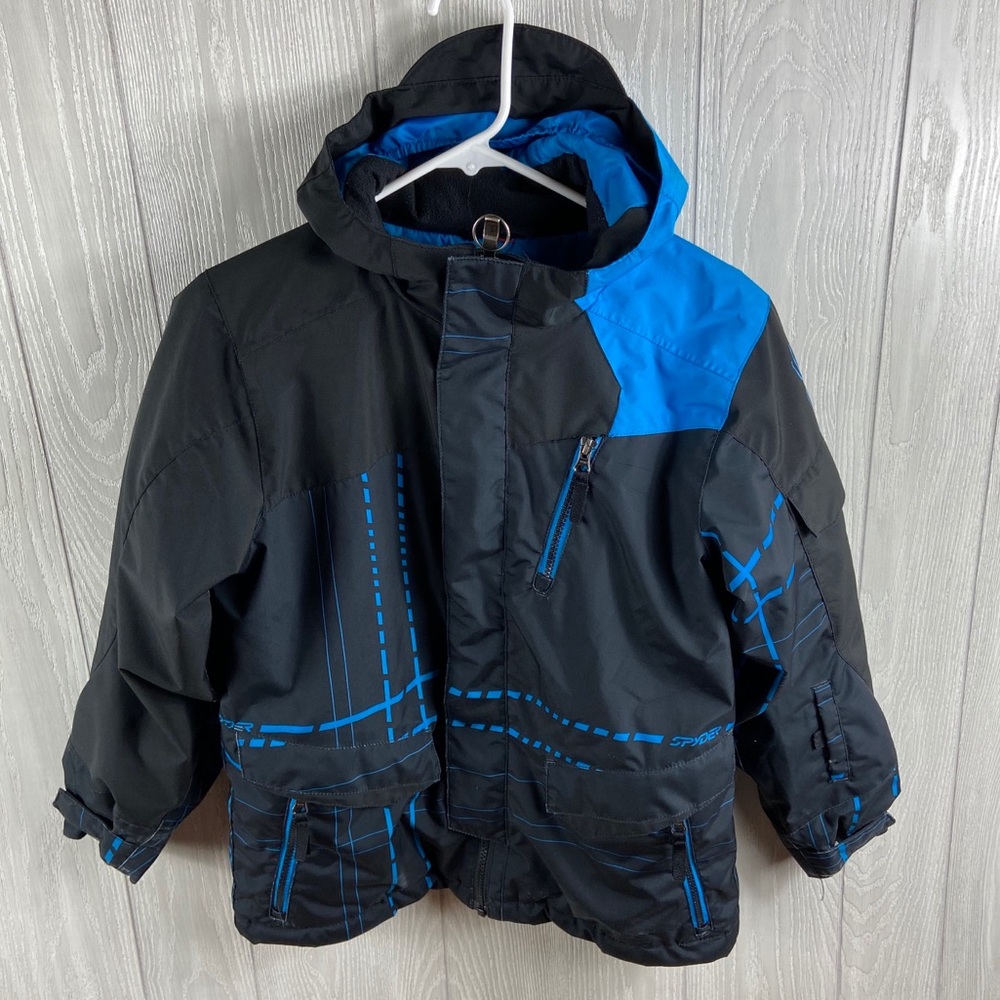 Boys Spyder Jacket Black And Blue Size 12